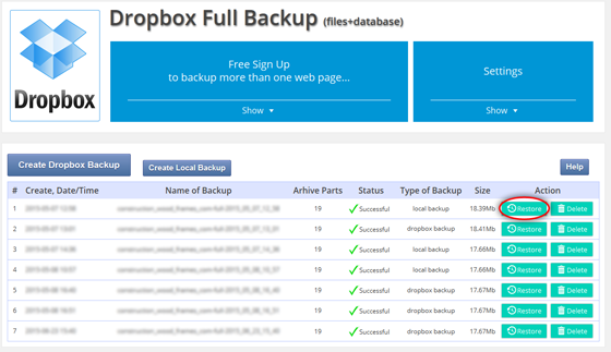 Dropbox Backup  Restore WordPress Backup Plugins