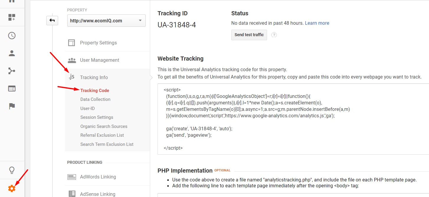 Check that your Google Analytics' tracking code is updated by going to Admin  Property  Tracking Info  Tracking Code.