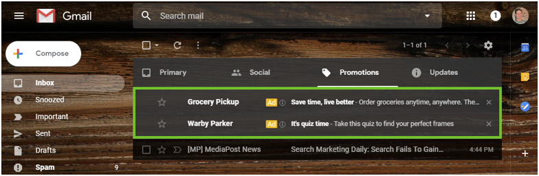 Gmail Sponsored Promotions 1
