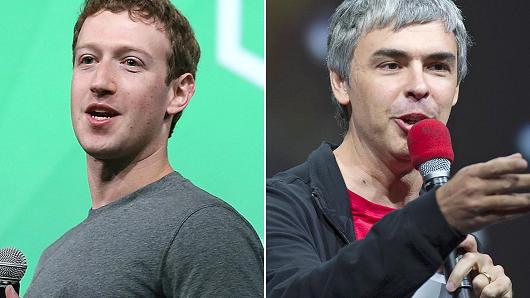 Facebook CEO Mark Zuckerberg, left, and Google CEO Larry Page