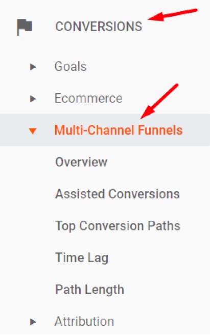 To access the Multi-Channel Funnels reports, go to Conversions  Multi-Channel Funnels.