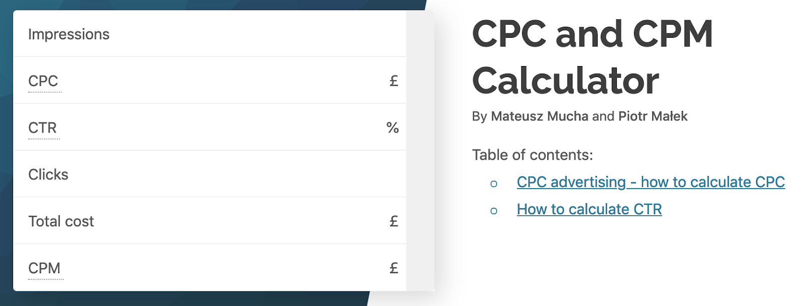CPC and CPM calculator
