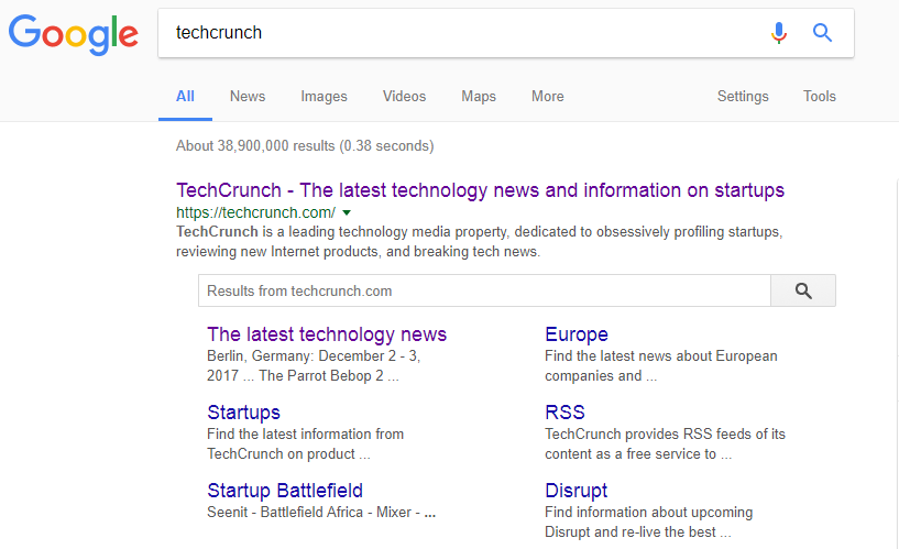 Google custom search screenshot