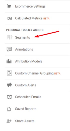 Add advanced segments by going to the same View column and clicking Segments.